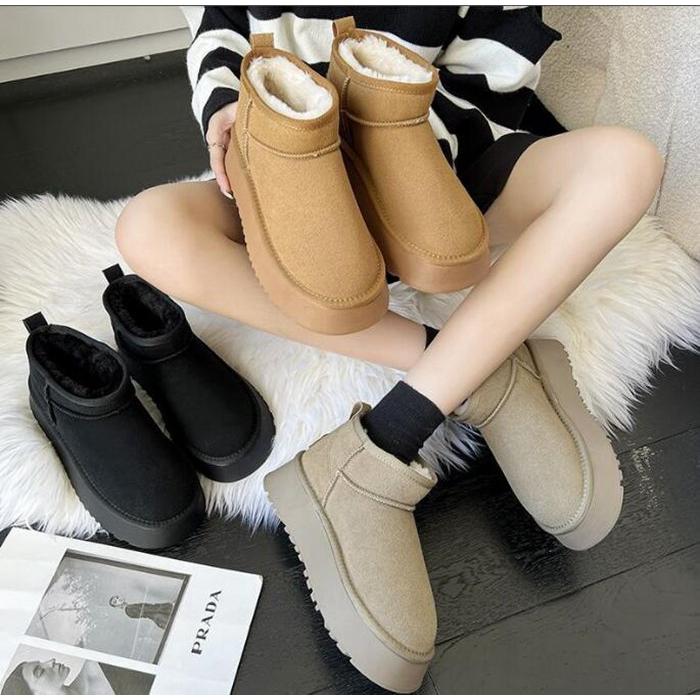 冬新入荷厚底ムートンブーツ もこもこ スノーブーツ 防寒靴 撥水 防汚 裏起毛 保温 防滑 
