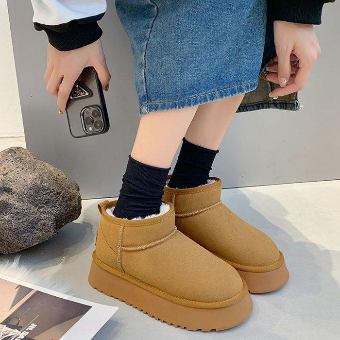冬新入荷厚底ムートンブーツ もこもこ スノーブーツ 防寒靴 撥水 防汚 裏起毛 保温 防滑 
