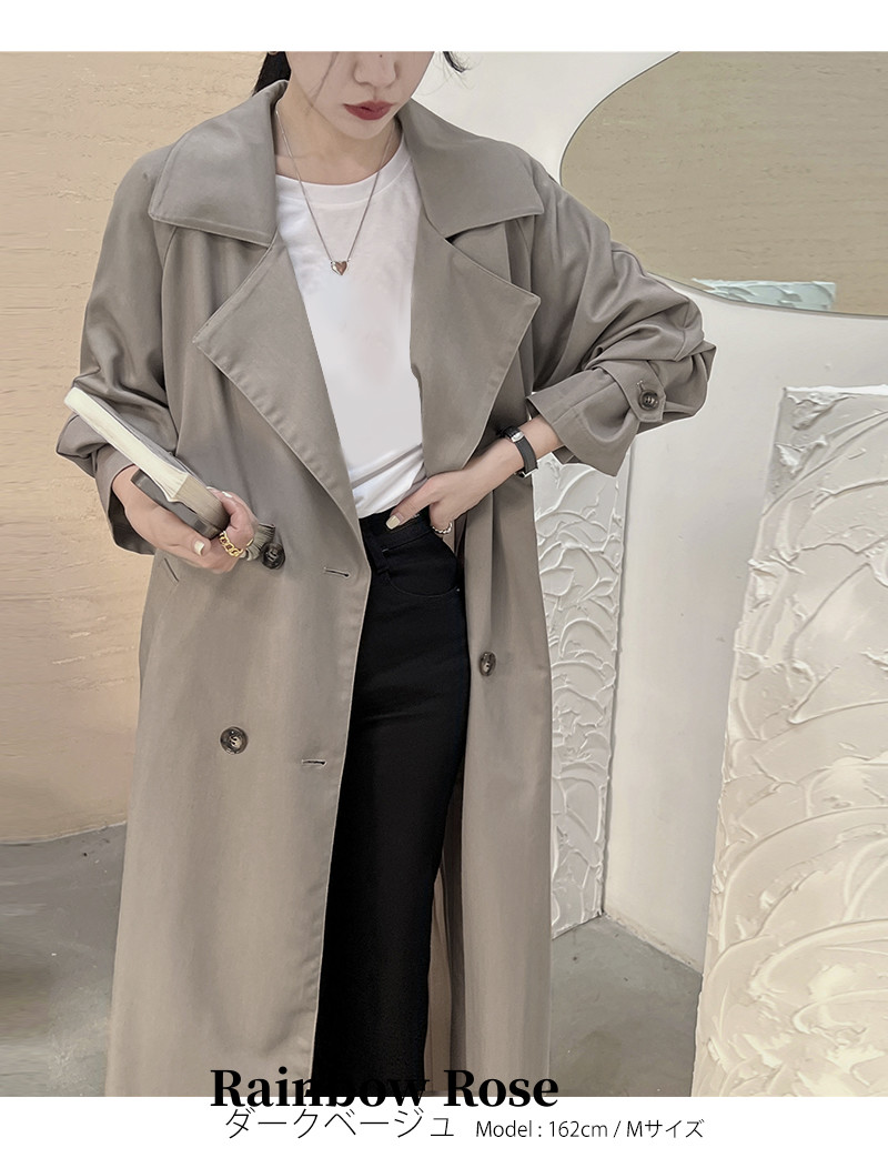 クーポンで7 700円！ バックプリーツ トレンチコート コート アウター 薄手 春 シフォン レディース ロングコート 羽織り プリ 夏 ロング丈 