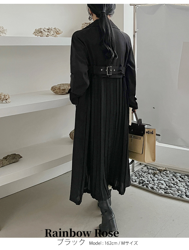 クーポンで7 700円！ バックプリーツ トレンチコート コート アウター 薄手 春 シフォン レディース ロングコート 羽織り プリ 夏 ロング丈 