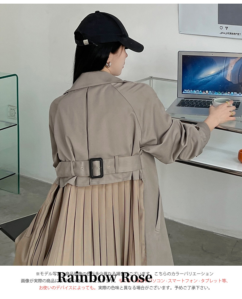 クーポンで7 700円！ バックプリーツ トレンチコート コート アウター 薄手 春 シフォン レディース ロングコート 羽織り プリ 夏 ロング丈 