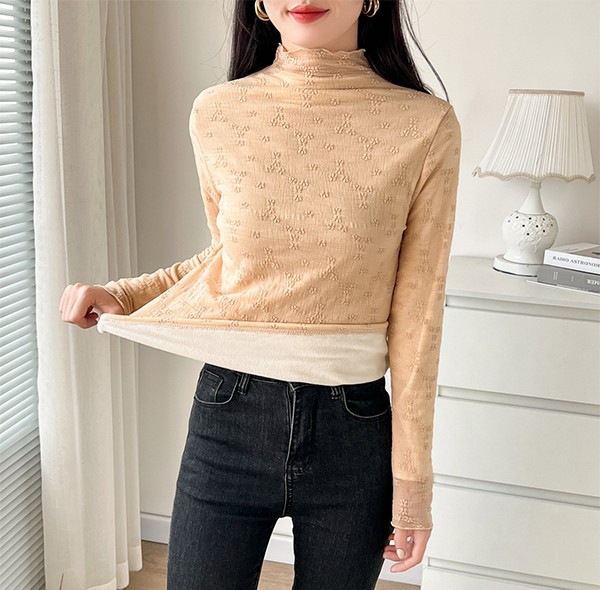 レース トップス レース ブラウス 総レース 裏起毛 ハイネック タンクトップ シースルー 花柄 立ち襟 トップス 