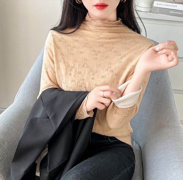 レース トップス レース ブラウス 総レース 裏起毛 ハイネック タンクトップ シースルー 花柄 立ち襟 トップス 