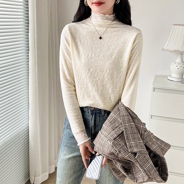 レース トップス レース ブラウス 総レース 裏起毛 ハイネック タンクトップ シースルー 花柄 立ち襟 トップス 