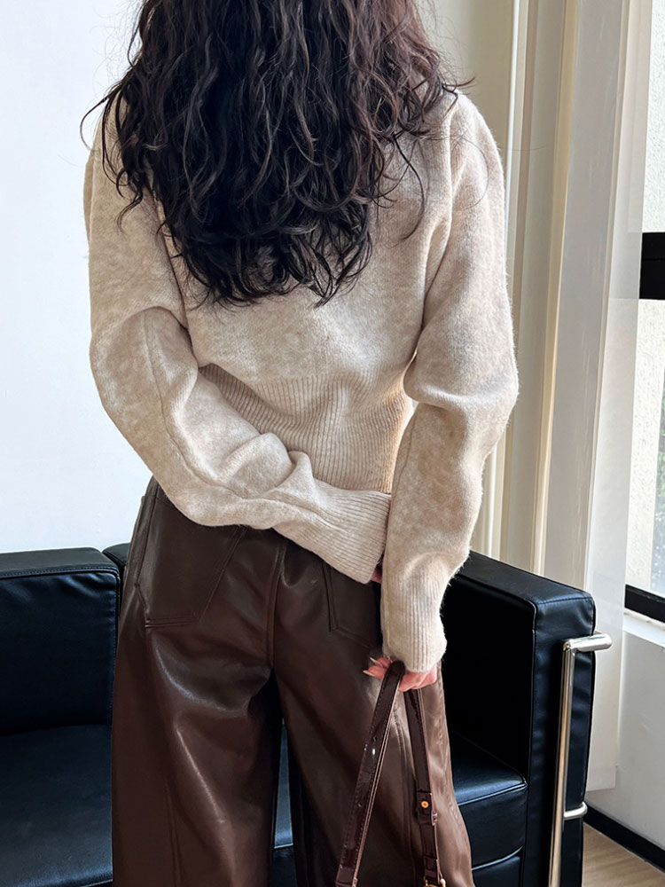 ハイネック ジッパー ニット トップス セーター 裾ジップ カジュアル 秋 ファスナー 長袖 可愛い 冬 レディース 無地 新作 2023秋冬 プチハイネック 