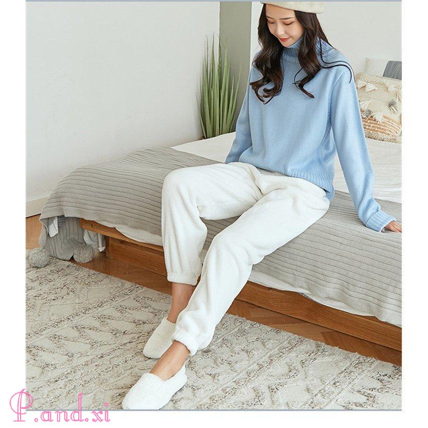 ルームウェア パンツ ズボン ワイドパンツ ワイド ボもこもこ 厚手 可愛い 冬 フベロア レディース 秋冬 暖か マイクロファイバー 