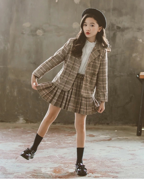 卒業式 スーツ 女の子 入学式 卒園式 キッズ 子供スーツ プリーツスカート 発表会 七五三 スカートスーツ 2点セット チェック柄 子供服 フォーマルスーツ 