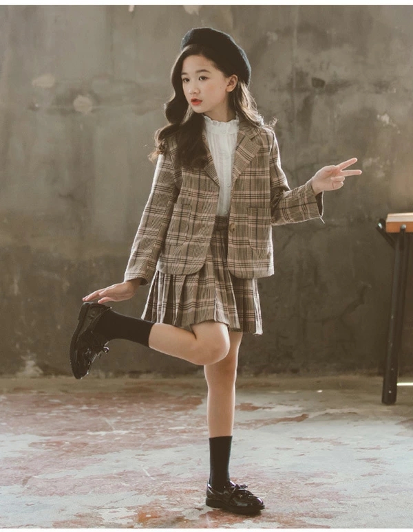 卒業式 スーツ 女の子 入学式 卒園式 キッズ 子供スーツ プリーツスカート 発表会 七五三 スカートスーツ 2点セット チェック柄 子供服 フォーマルスーツ 