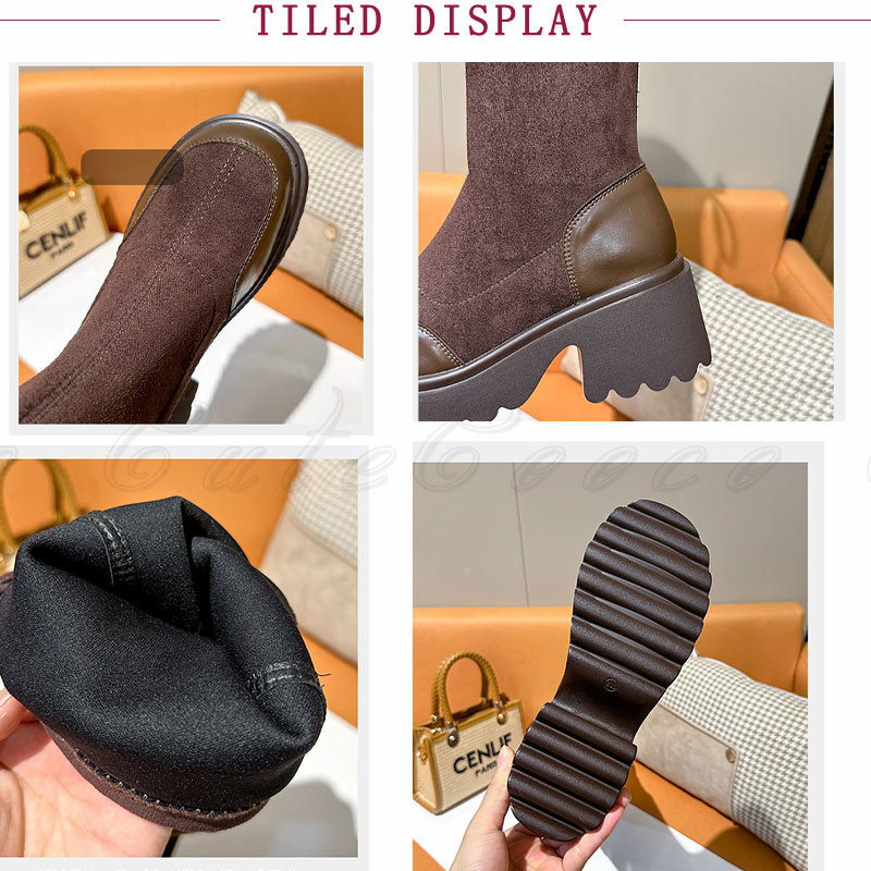 ニーハイブーツ レディース 厚底 ヒール6CM 内ボア ストレッチ 疲れにくい 美脚 パーティー 通勤 防寒 お洒落 裏起毛 送料無料 フィット おでかけ 暖かい 