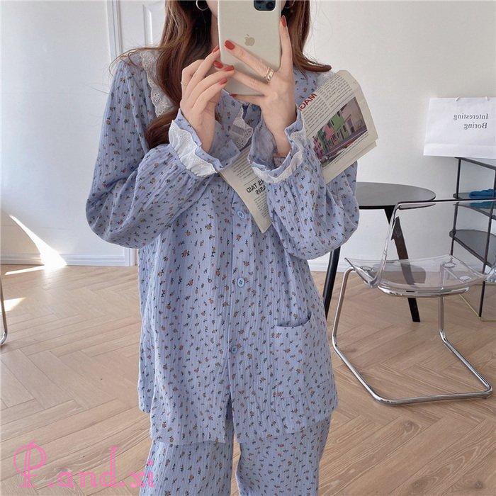 パジャマ ルームウェア レディース 秋冬 長袖 パジャマ 女性 花柄 秋パジャマ ロングパンツ上下セット 部屋着 前開き 韓国風 可愛いパジャマ 綿ルームウェア 