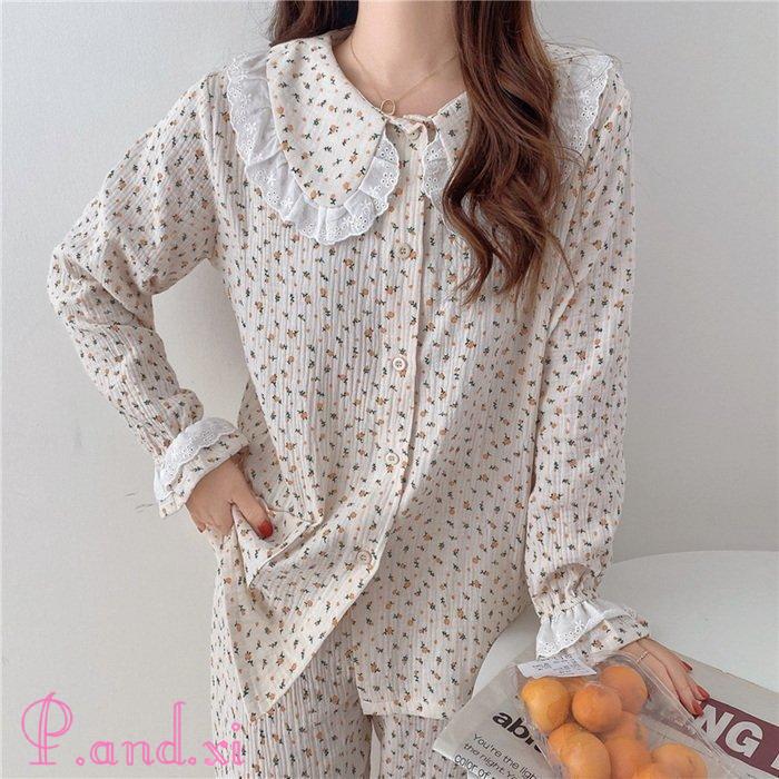 パジャマ ルームウェア レディース 秋冬 長袖 パジャマ 女性 花柄 秋パジャマ ロングパンツ上下セット 部屋着 前開き 韓国風 可愛いパジャマ 綿ルームウェア 
