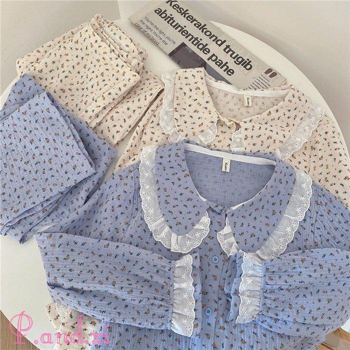パジャマ ルームウェア レディース 秋冬 長袖 パジャマ 女性 花柄 秋パジャマ ロングパンツ上下セット 部屋着 前開き 韓国風 可愛いパジャマ 綿ルームウェア 