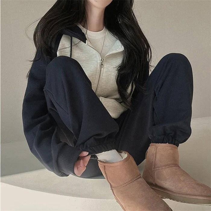 上下セット レディース セットアップ スウェット 切り替え ジップアップ 長袖 ジョガーパンツ ロングパンツ フード付き 