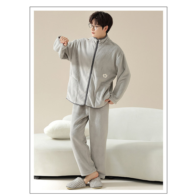 パジャマ メンズ 冬用 防寒 長袖 前開き 寝巻き 無地 ナイトウェア 上下セット あったか ルームウェア フランネルパジャマ 部屋着 厚手 暖かい おしゃれ 