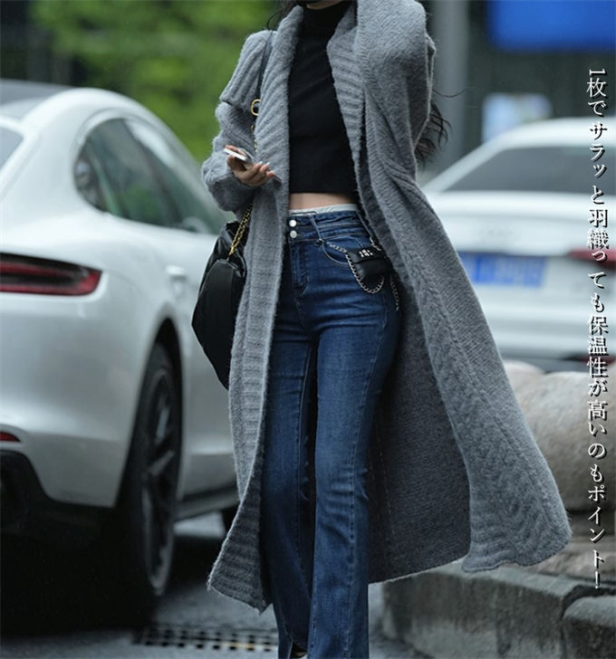 ニットカーディガン レディース ロングカーディガン 長袖 厚手 ロングアウター 体型カバー 送料無料 通学 春 通勤 秋 冬 無地 ゆったり カジュアル コート 