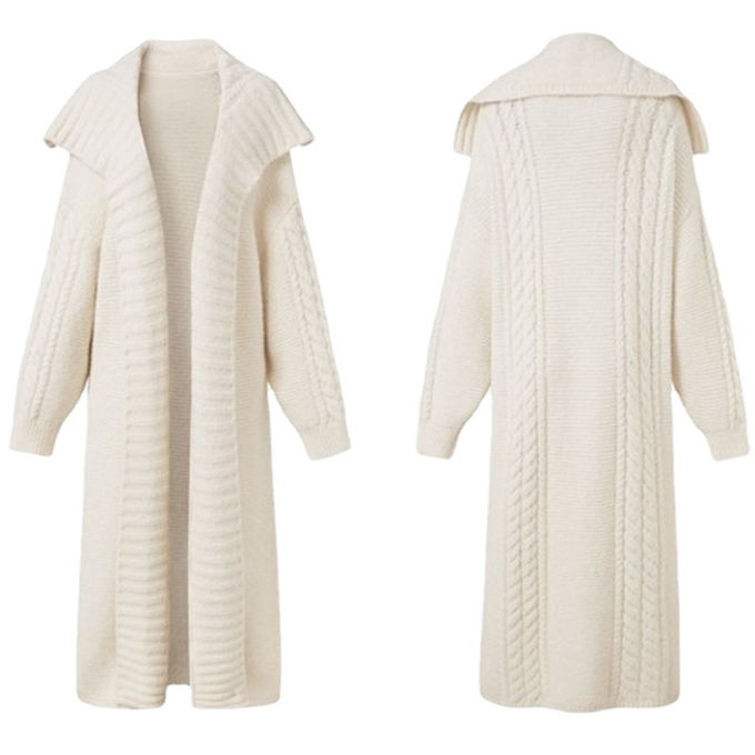 ニットカーディガン レディース ロングカーディガン 長袖 厚手 ロングアウター 体型カバー 送料無料 通学 春 通勤 秋 冬 無地 ゆったり カジュアル コート 
