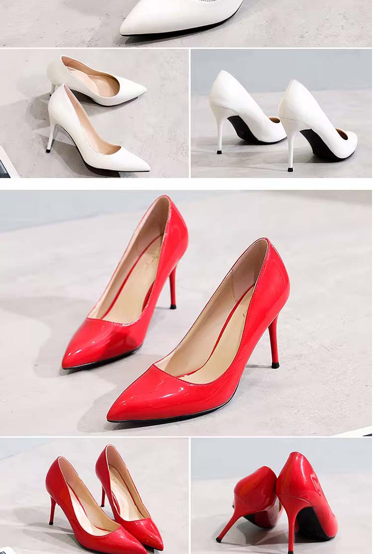 パンプス ポインテッドトゥ エナメル ピンヒール ブラック ベージュ 9CMヒール ピンク レッド送料無料 5 7 ホワイト 