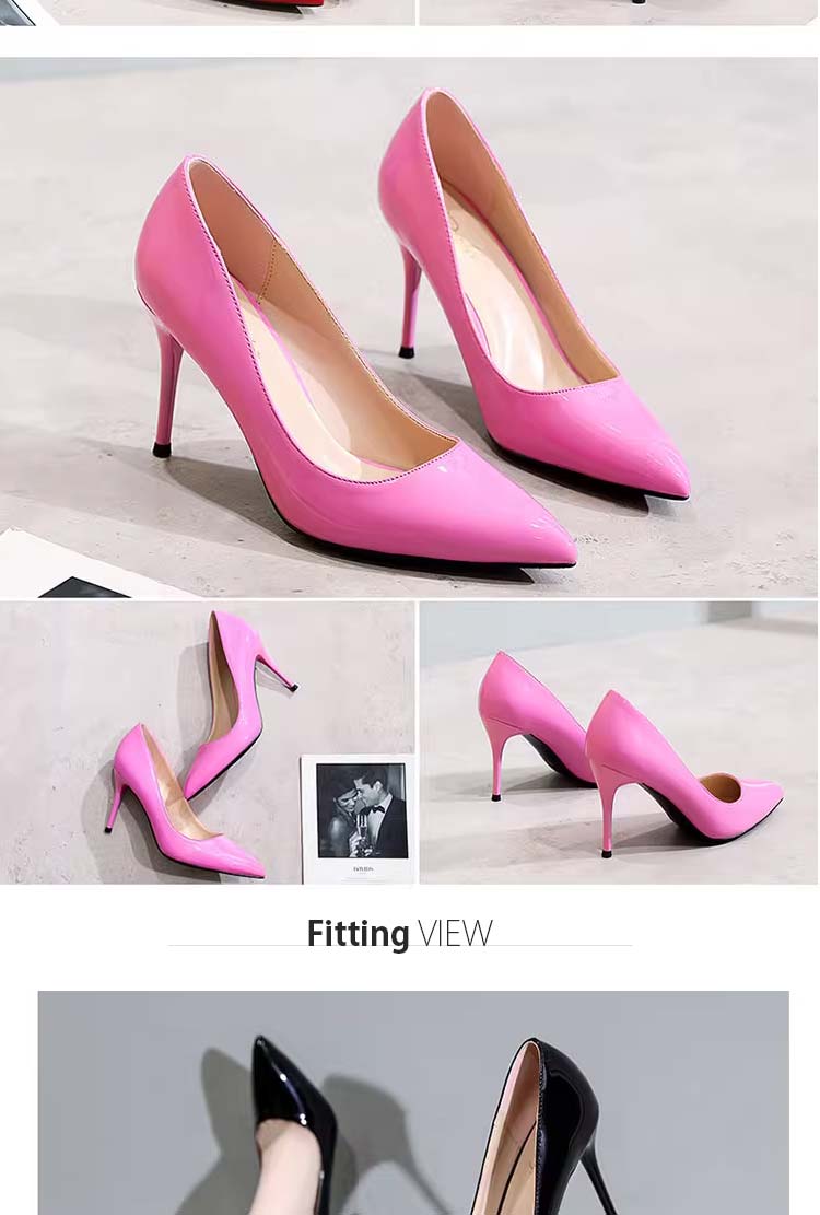 パンプス ポインテッドトゥ エナメル ピンヒール ブラック ベージュ 9CMヒール ピンク レッド送料無料 5 7 ホワイト 