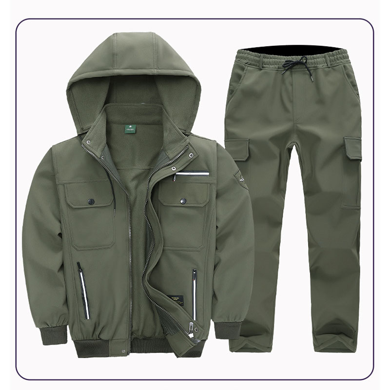 作業着 メンズ 上下セット ジャケット カーゴパンツ ストレッチ 冬用 黒 作業着 あたたかい 防水防寒ジャケット 防寒着 撥水 作業服 防風 軽量 保温 裏起毛 