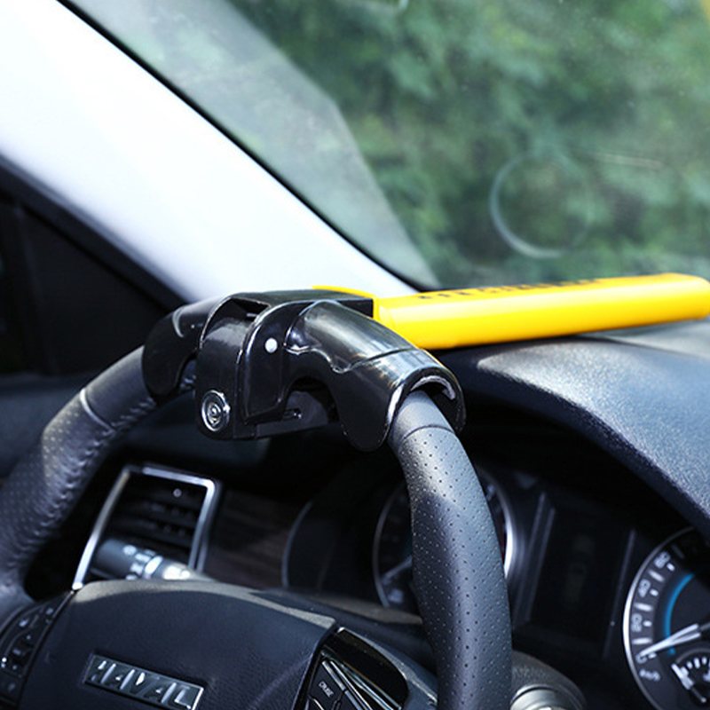 ステアリングロック T型 ハンドルロック 防犯 車両盗難 車 安心 ワンタッチ ロック 安全対策 自動車ロック 取付簡単 ツーロック セキュリティ 盗難防止 ハンドル