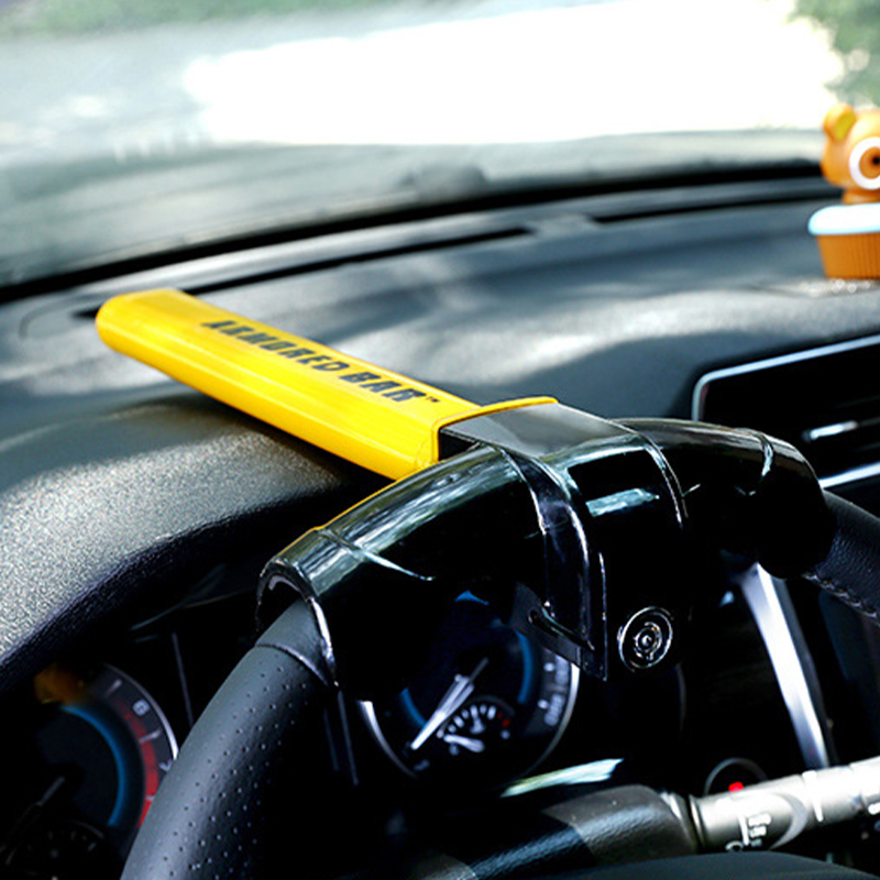 ステアリングロック T型 ハンドルロック 防犯 車両盗難 車 安心 ワンタッチ ロック 安全対策 自動車ロック 取付簡単 ツーロック セキュリティ 盗難防止 ハンドル