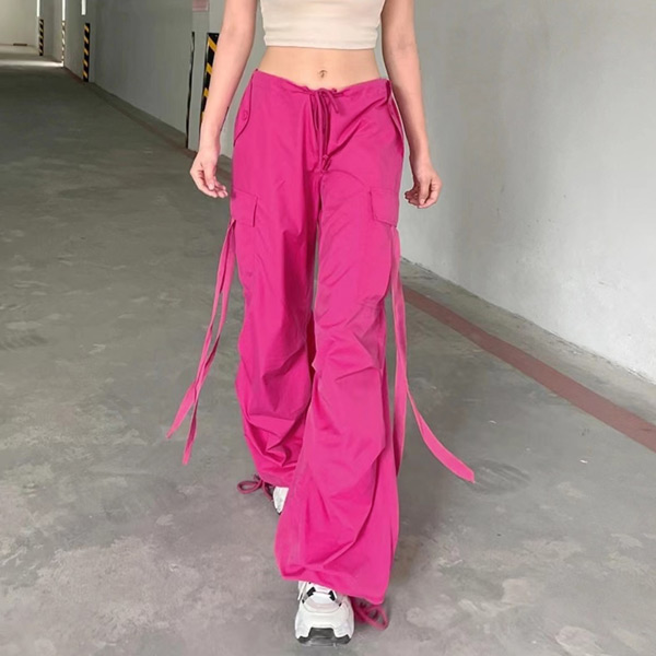 カーゴパンツ ワイドパンツ ドロストパンツ バギーパンツ 無地 ピンク コスチューム 衣装 黒 パンツ ヒップホップ ボトム ブラック ダンス 大きいサイズ個性的 
