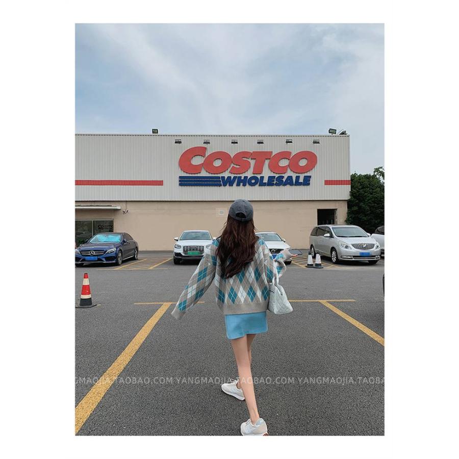 ニットカーディガン レディース カーディガン ニット セーター Vネック チェック柄 ボタン留め トップス 開襟 上着 ライトアウター 