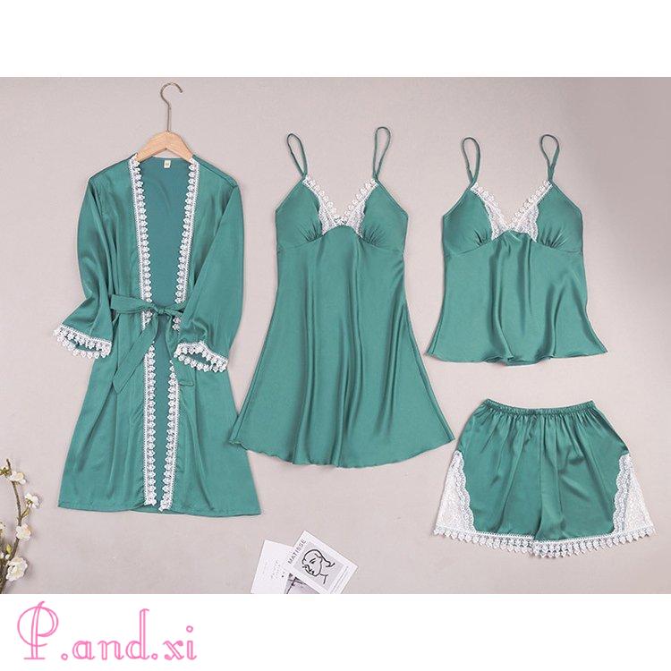 パジャマ ルームウェア レディース 春夏 4点セットアップ ネグリジェ 大きいサイズ パジャマ 韓国風 ランジェ可愛い ルームウェア 寝間着 綿 女性部屋着 