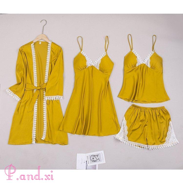 パジャマ ルームウェア レディース 春夏 4点セットアップ ネグリジェ 大きいサイズ パジャマ 韓国風 ランジェ可愛い ルームウェア 寝間着 綿 女性部屋着 