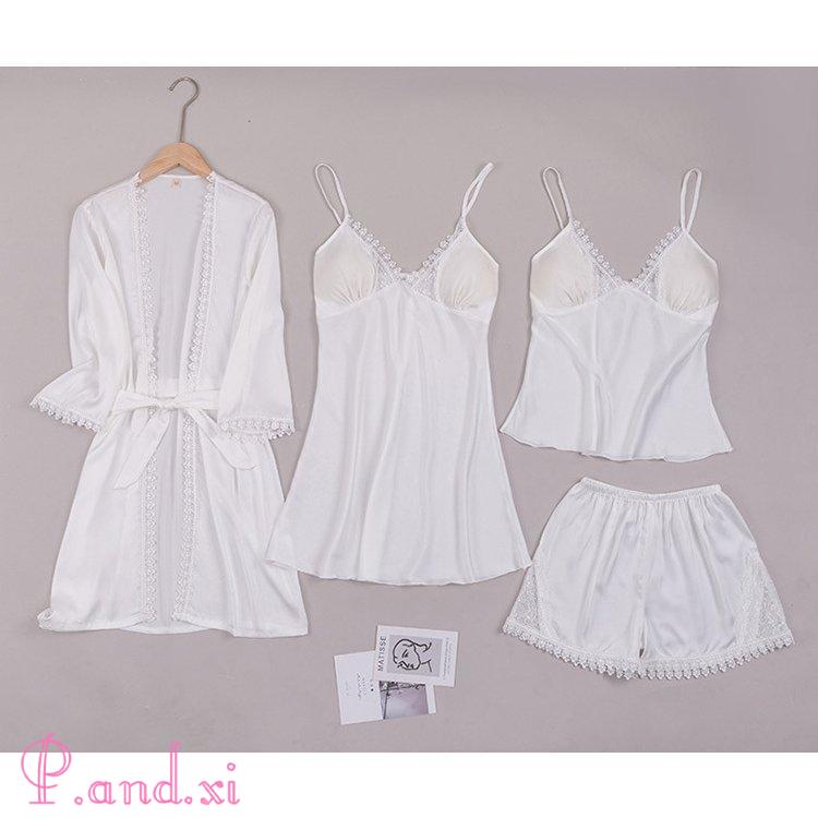 パジャマ ルームウェア レディース 春夏 4点セットアップ ネグリジェ 大きいサイズ パジャマ 韓国風 ランジェ可愛い ルームウェア 寝間着 綿 女性部屋着 