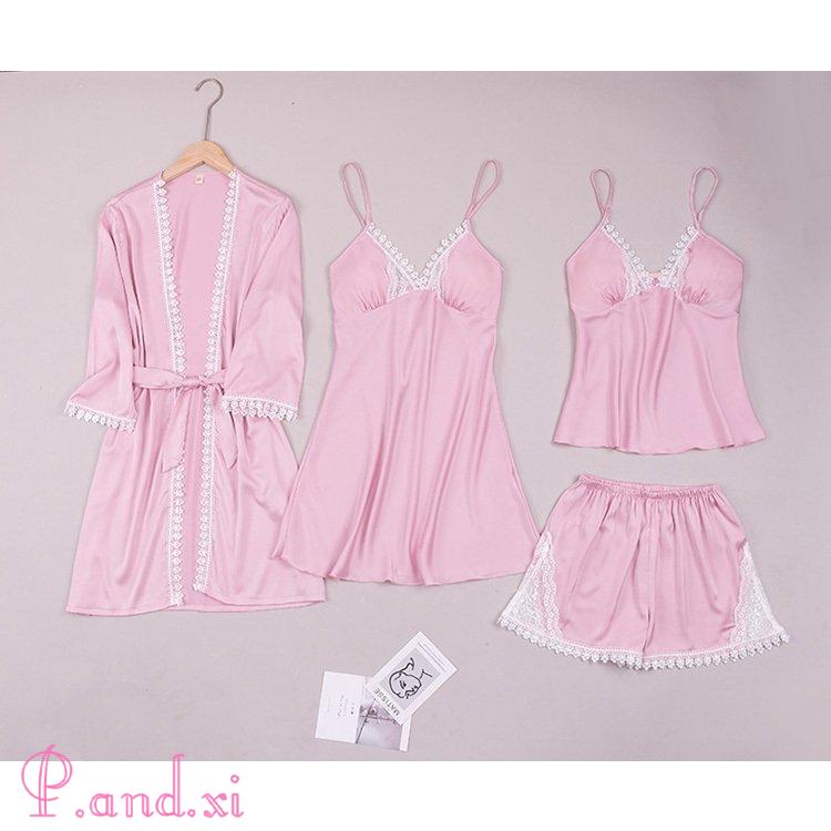 パジャマ ルームウェア レディース 春夏 4点セットアップ ネグリジェ 大きいサイズ パジャマ 韓国風 ランジェ可愛い ルームウェア 寝間着 綿 女性部屋着 