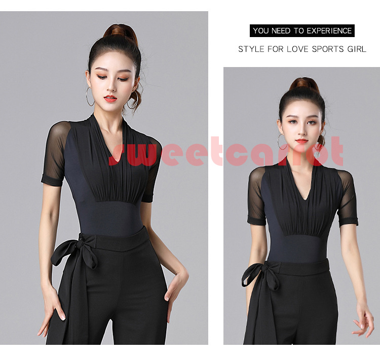 全3色 繋ぎ トップス ラテン衣装 レディース お洒落 ダンス ステージ衣装 モダン 練習着 社交 レッスン着 ダンス衣装 一体式 社交ダンス レッスンウェア 