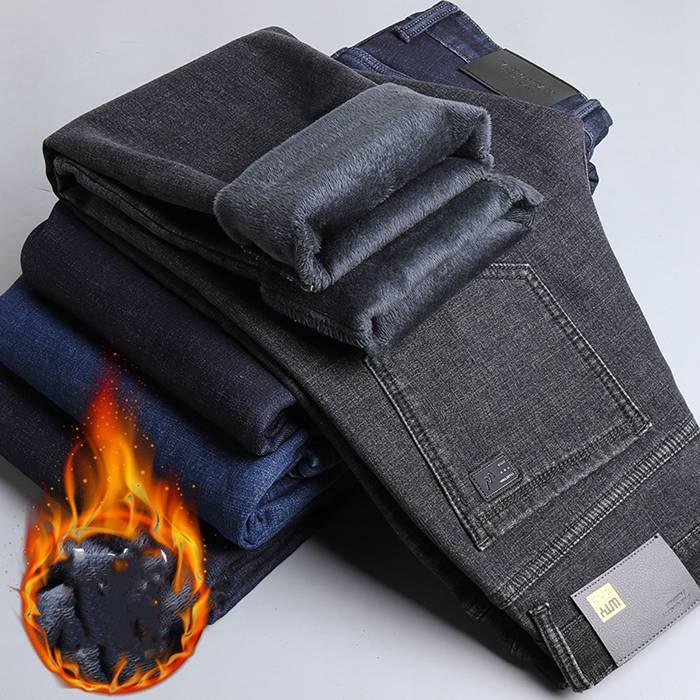 デニムパンツ メンズ ストレート ジーンズ 大きいサイズ ストレッチ メンズジーンズ 綿 冬 細身 ロングパンツ 裏起毛 スキニー 