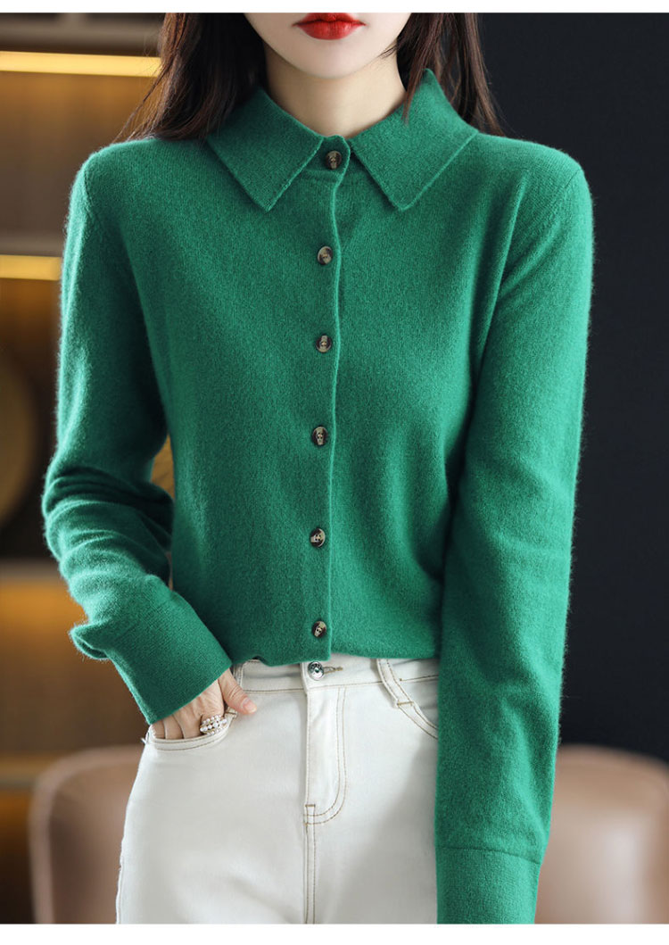襟付き ニット カーディガン レディース 秋冬 ポロ襟 あったか きれいめ ゆったり カシミヤ 羽織り アウター 体型カバー 可愛い 韓国ファッション トップス 
