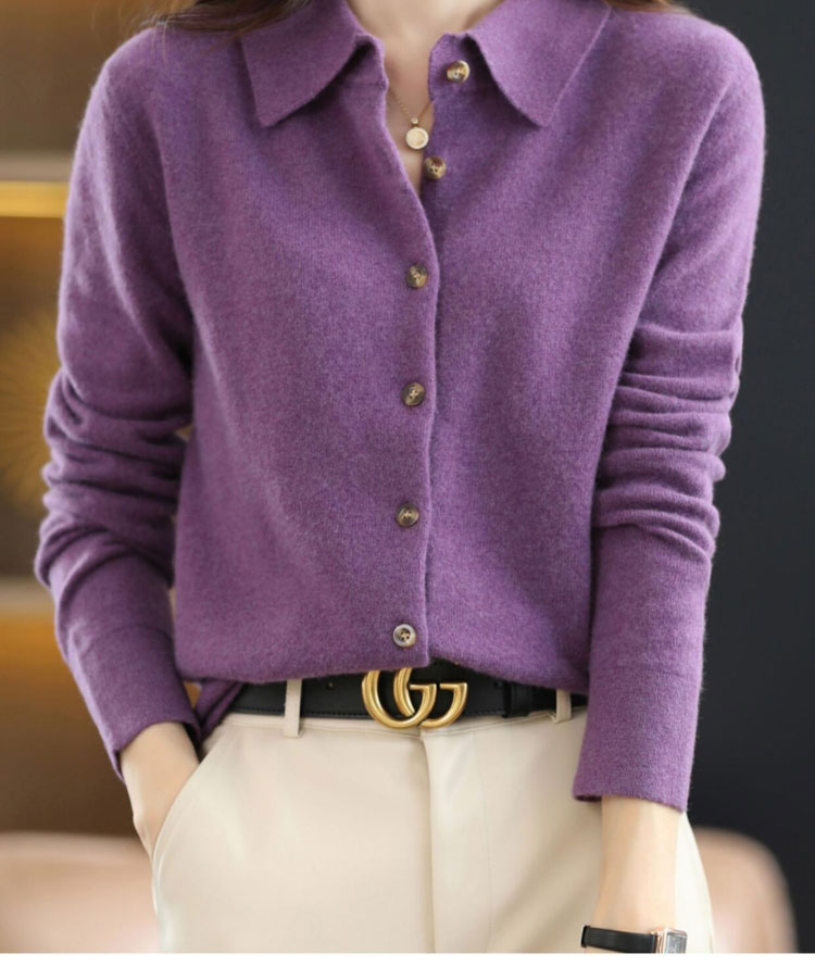 襟付き ニット カーディガン レディース 秋冬 ポロ襟 あったか きれいめ ゆったり カシミヤ 羽織り アウター 体型カバー 可愛い 韓国ファッション トップス 