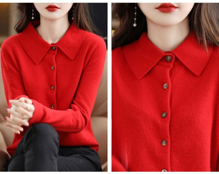 襟付き ニット カーディガン レディース 秋冬 ポロ襟 あったか きれいめ ゆったり カシミヤ 羽織り アウター 体型カバー 可愛い 韓国ファッション トップス 