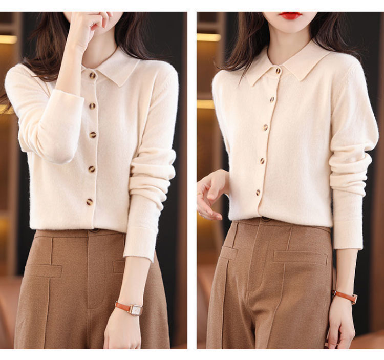 襟付き ニット カーディガン レディース 秋冬 ポロ襟 あったか きれいめ ゆったり カシミヤ 羽織り アウター 体型カバー 可愛い 韓国ファッション トップス 