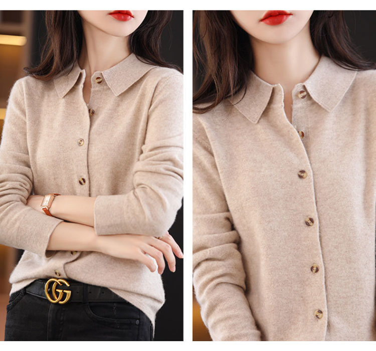 襟付き ニット カーディガン レディース 秋冬 ポロ襟 あったか きれいめ ゆったり カシミヤ 羽織り アウター 体型カバー 可愛い 韓国ファッション トップス 
