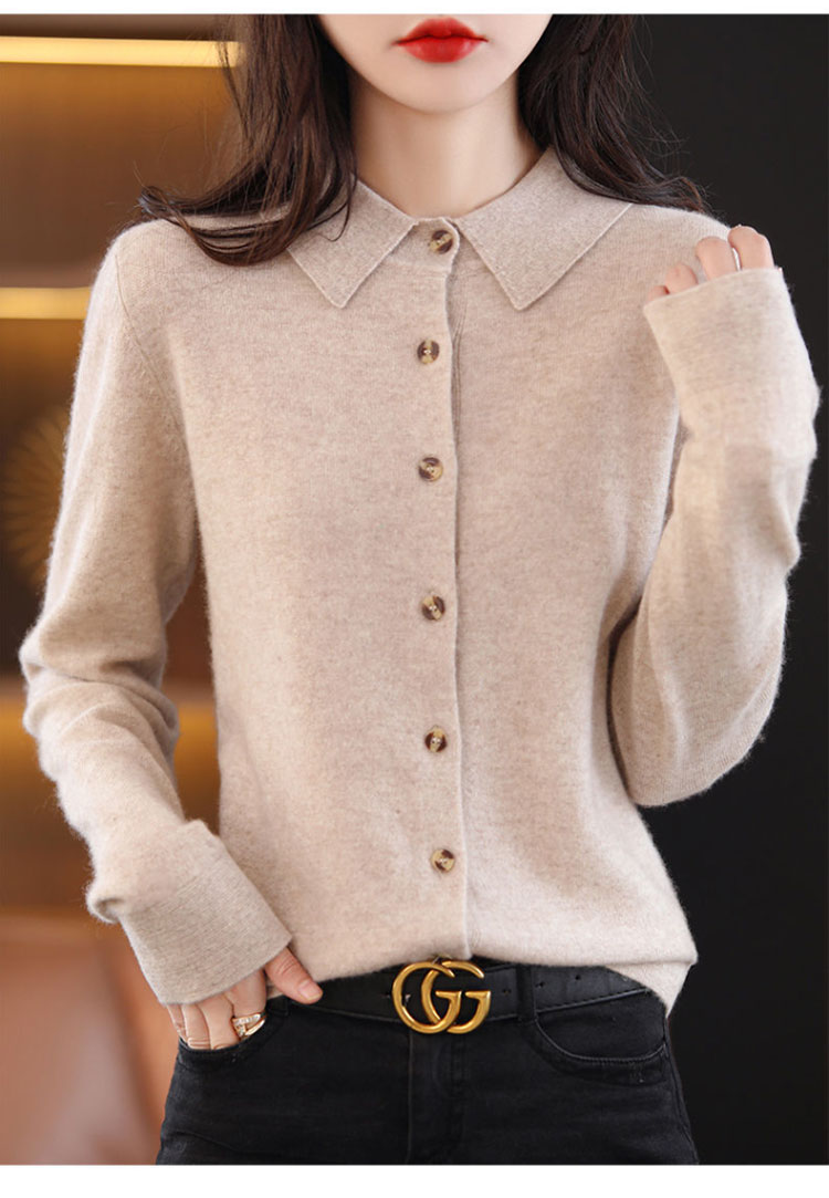 襟付き ニット カーディガン レディース 秋冬 ポロ襟 あったか きれいめ ゆったり カシミヤ 羽織り アウター 体型カバー 可愛い 韓国ファッション トップス 