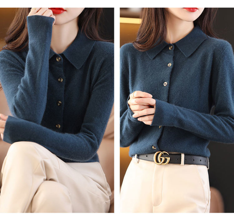 襟付き ニット カーディガン レディース 秋冬 ポロ襟 あったか きれいめ ゆったり カシミヤ 羽織り アウター 体型カバー 可愛い 韓国ファッション トップス 