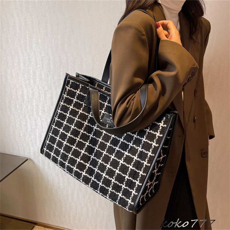 バッグ レディースかばん トートバッグ ショルダーバッグ ハンドバッグ チェック柄 通勤オシャレ 布鞄 通学 ワーク カジュアル カバン お出掛け 女子 