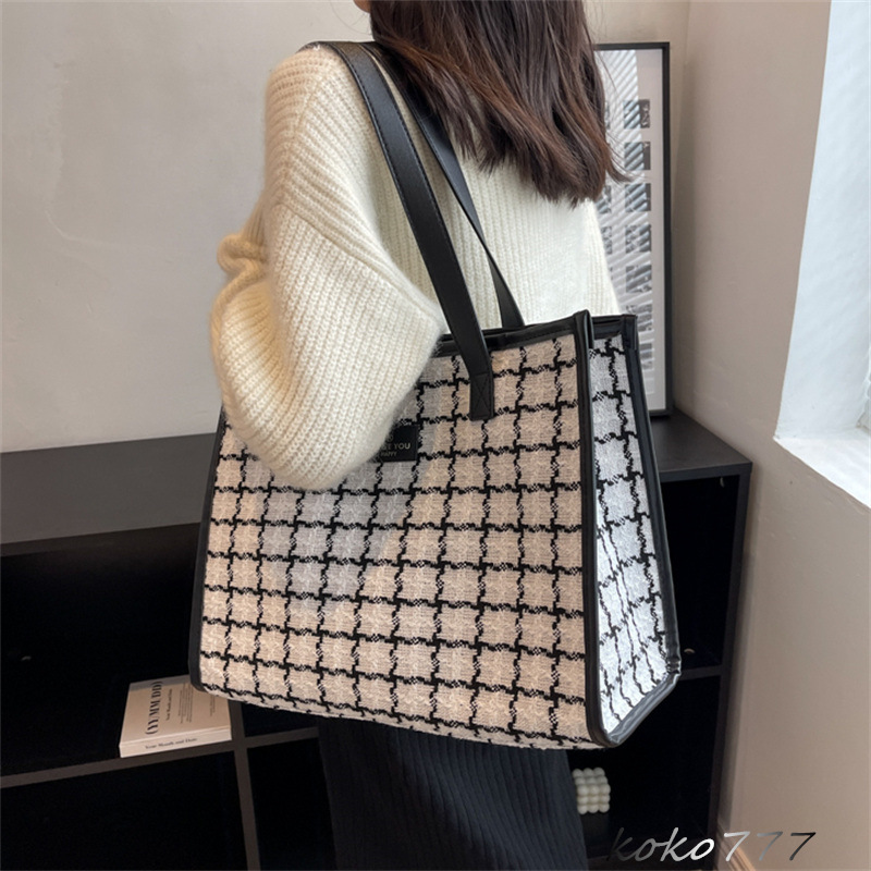 バッグ レディースかばん トートバッグ ショルダーバッグ ハンドバッグ チェック柄 通勤オシャレ 布鞄 通学 ワーク カジュアル カバン お出掛け 女子 