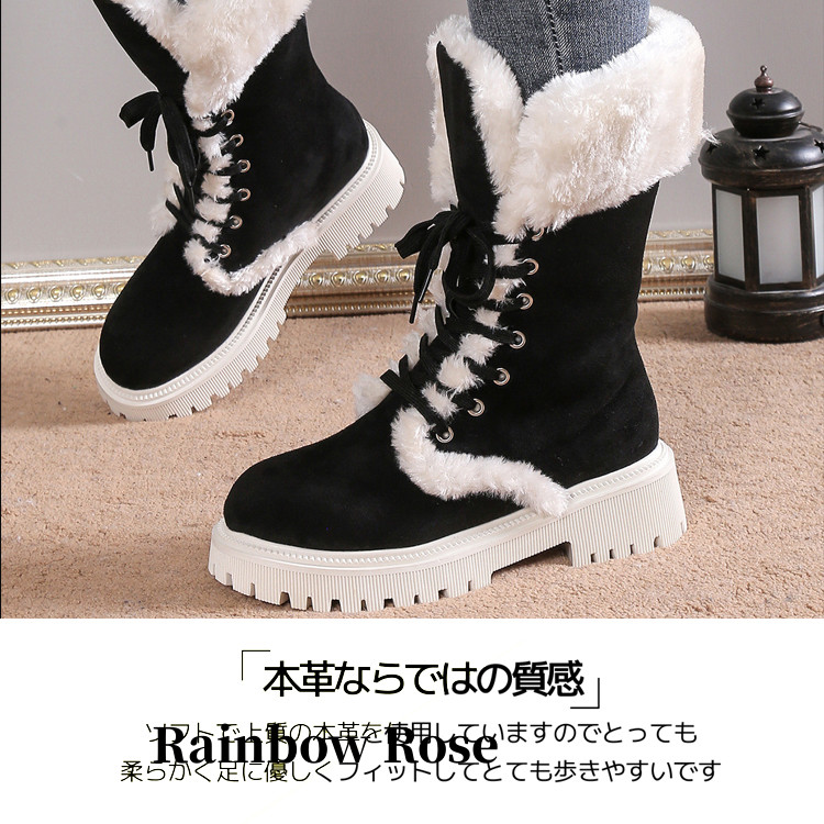 ムートンブーツ レディース ボア スノーブーツ ショートブーツ 裏起毛 ブーツ ぺたんこ ファー シューズローヒール ショート 厚底 女性 歩きやすい ミドルブーツ