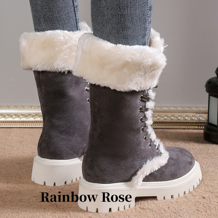 ムートンブーツ レディース ボア スノーブーツ ショートブーツ 裏起毛 ブーツ ぺたんこ ファー シューズローヒール ショート 厚底 女性 歩きやすい ミドルブーツ