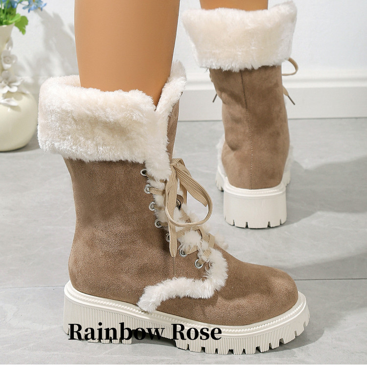 ムートンブーツ レディース ボア スノーブーツ ショートブーツ 裏起毛 ブーツ ぺたんこ ファー シューズローヒール ショート 厚底 女性 歩きやすい ミドルブーツ