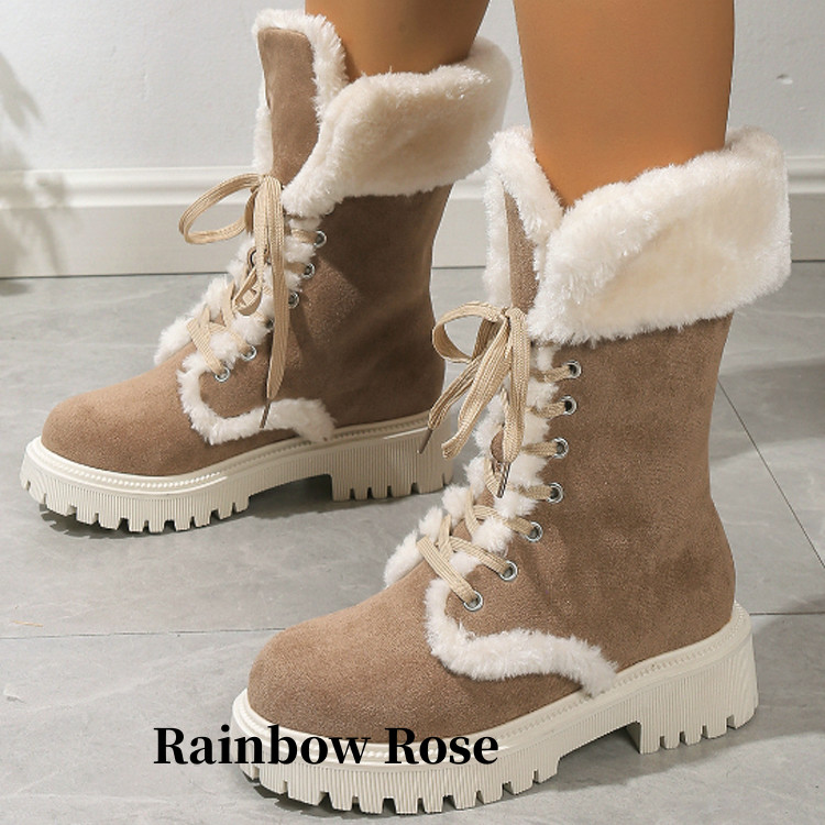 ムートンブーツ レディース ボア スノーブーツ ショートブーツ 裏起毛 ブーツ ぺたんこ ファー シューズローヒール ショート 厚底 女性 歩きやすい ミドルブーツ