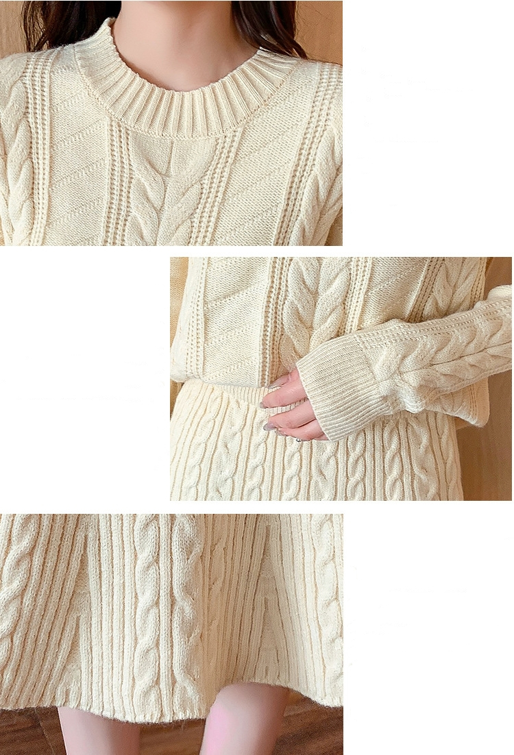 ニットセットアップ レディース 秋冬 長袖 ニットトップス 丸首 着痩せ タイトスカート 通勤 オシャレ 上品 