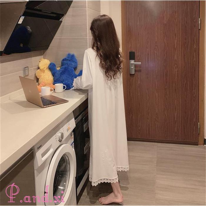 ネグリジェ 春夏秋 姫 ネグリジェ 白ワンピース レース 新作 ネグリジェ オシャレ ロング丈 可愛い部屋着 レディース 大人 ネグリジェ パジャマ 長袖 