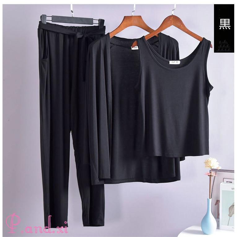 ルームウェア 3点セット 部屋着 リラックスウェア パジャマ レディース 春 ロングパンツ カーディガン ダンクトップ カットソー 羽織 夏 柔らかめ シンプル 