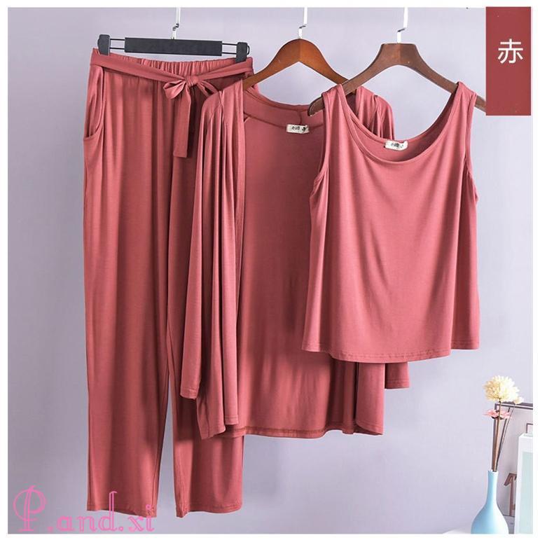 ルームウェア 3点セット 部屋着 リラックスウェア パジャマ レディース 春 ロングパンツ カーディガン ダンクトップ カットソー 羽織 夏 柔らかめ シンプル 